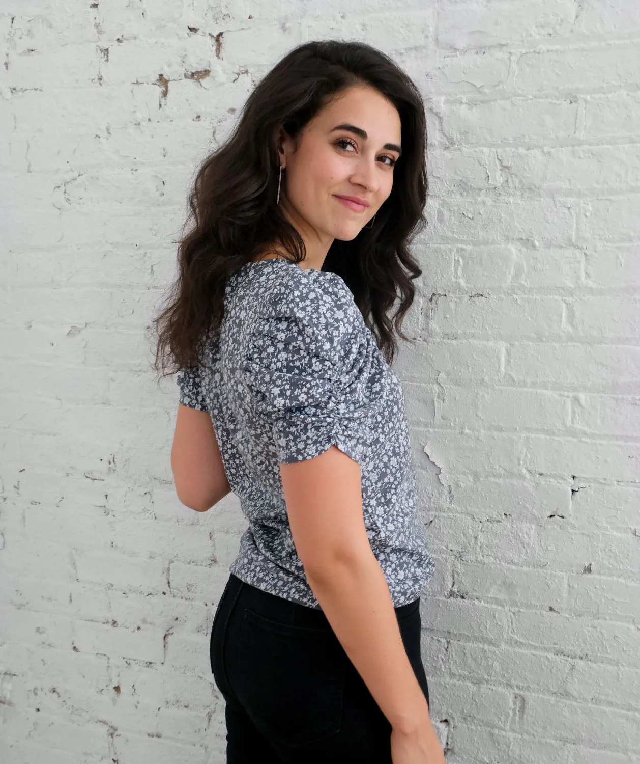 ELIZABETH printed top in Blue Cement