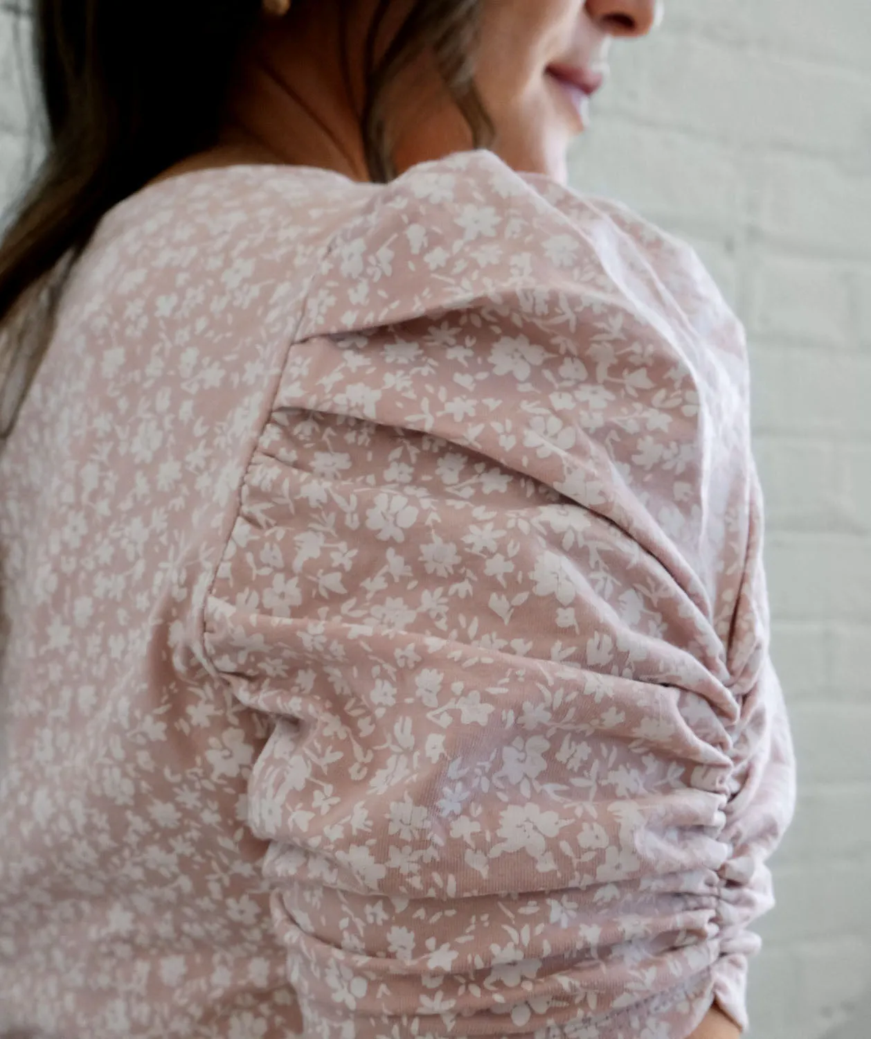 ELIZABETH printed top in Dusty Pink