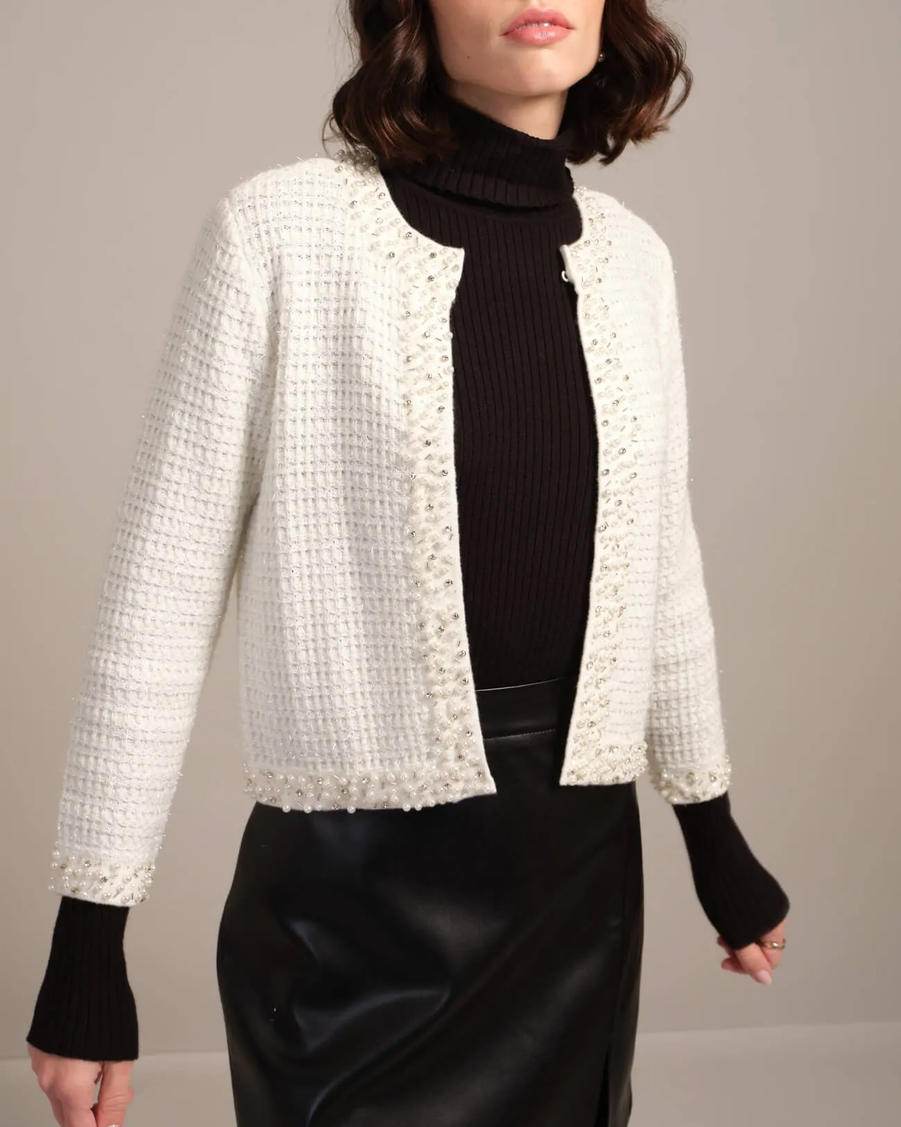 Embellished Textured Cardigan