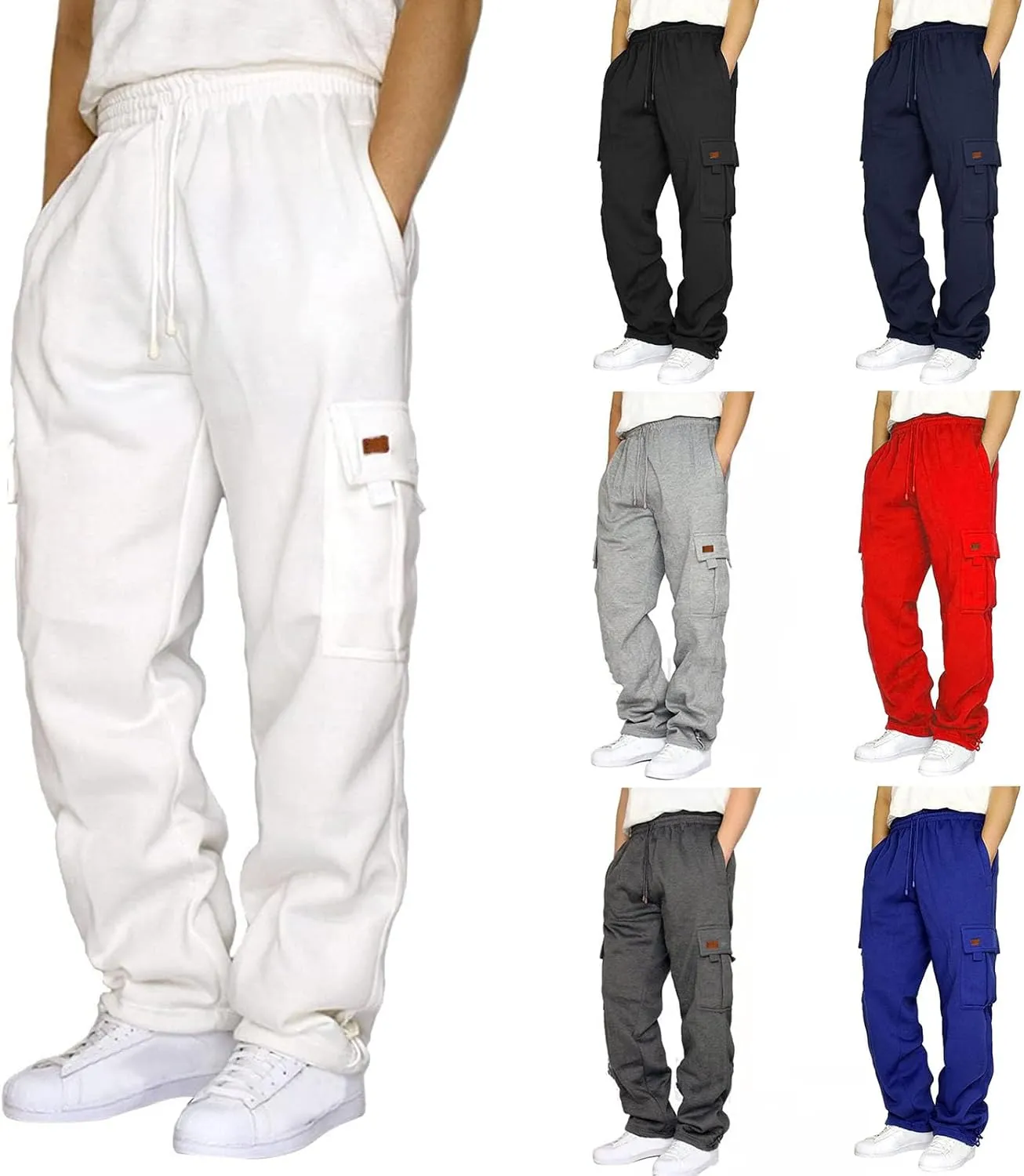 evzosrz Men's Sweatpants Drawstring Elastic Waist Joggers Gym Athletic Trousers Relaxed Fit Casual Cargo Pants