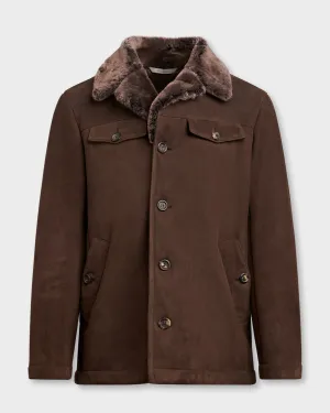 Exclusive Brown Suede Lambskin Fur Lined Coat