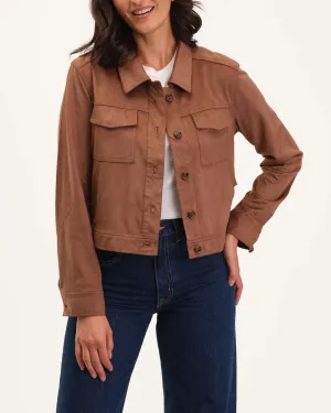 Faux Suede Collared Jacket
