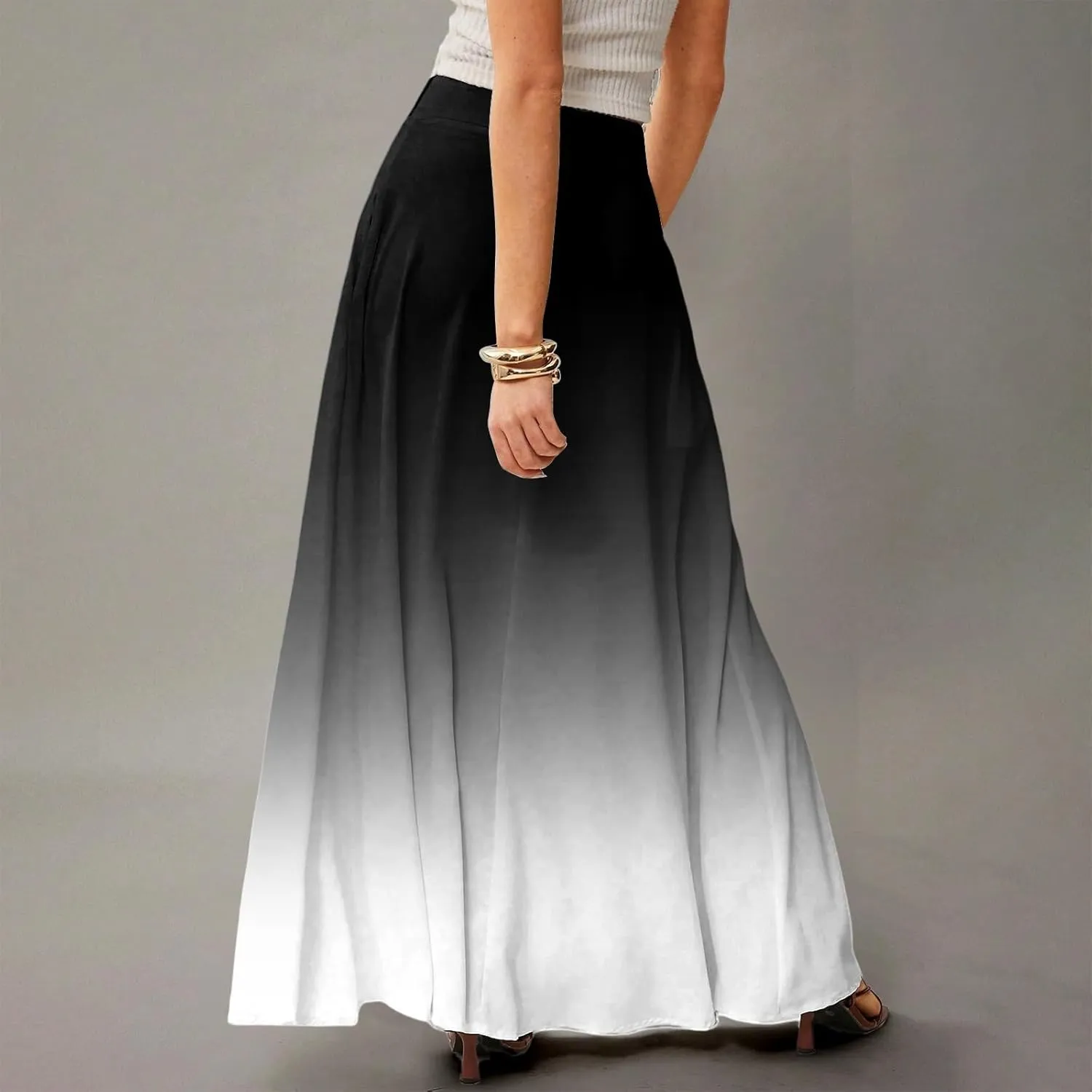 Floral Maxi Skirts for Women Trendy Summer Casual Flowy High Waisted Plus Size Long Boho Work Skirt with Pockets