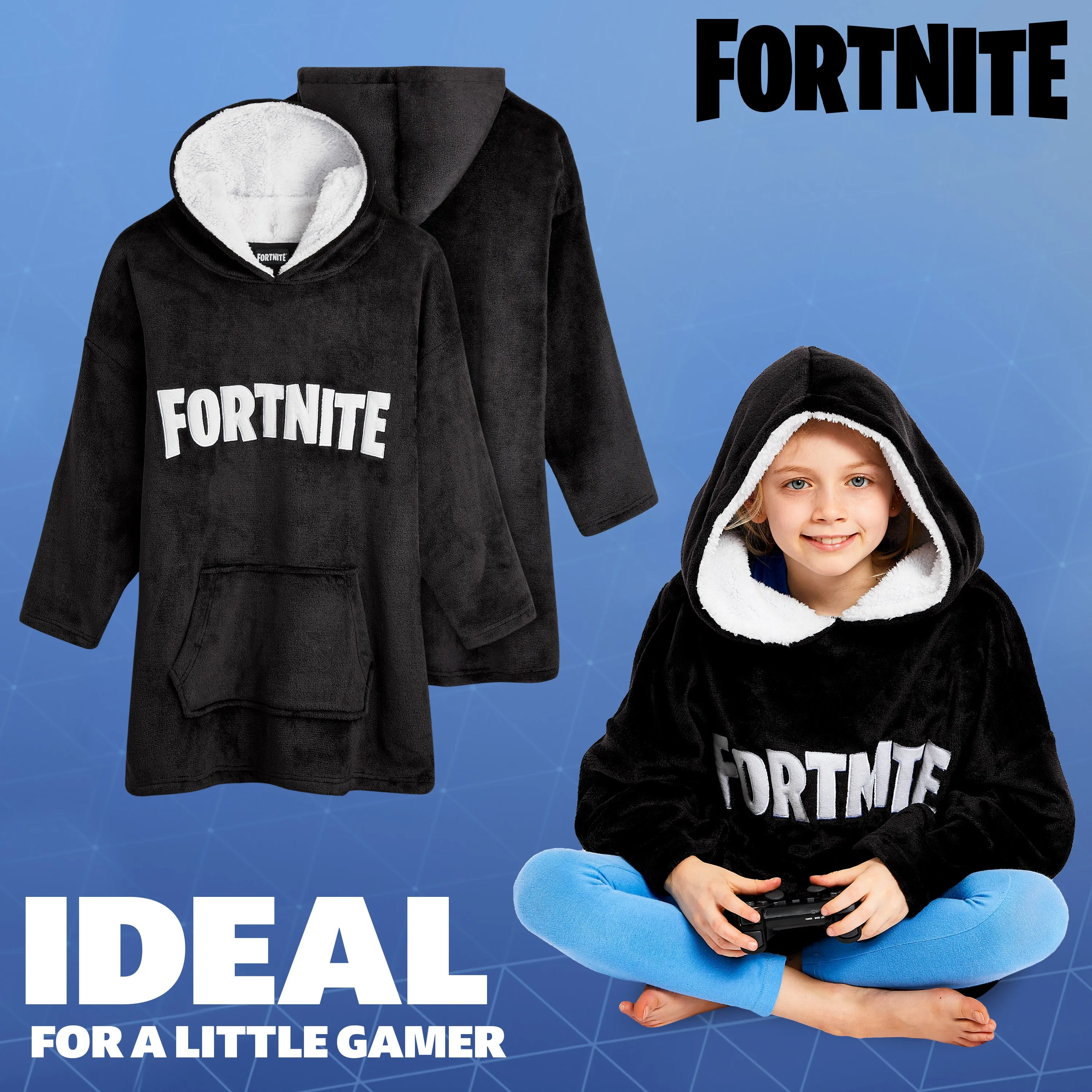 Fortnite Oversized Hoodie Blankets for Boys Fleece Extra Long Warm Wearable Hooded Poncho for Kids and Teens 14 , Gamers Gifts