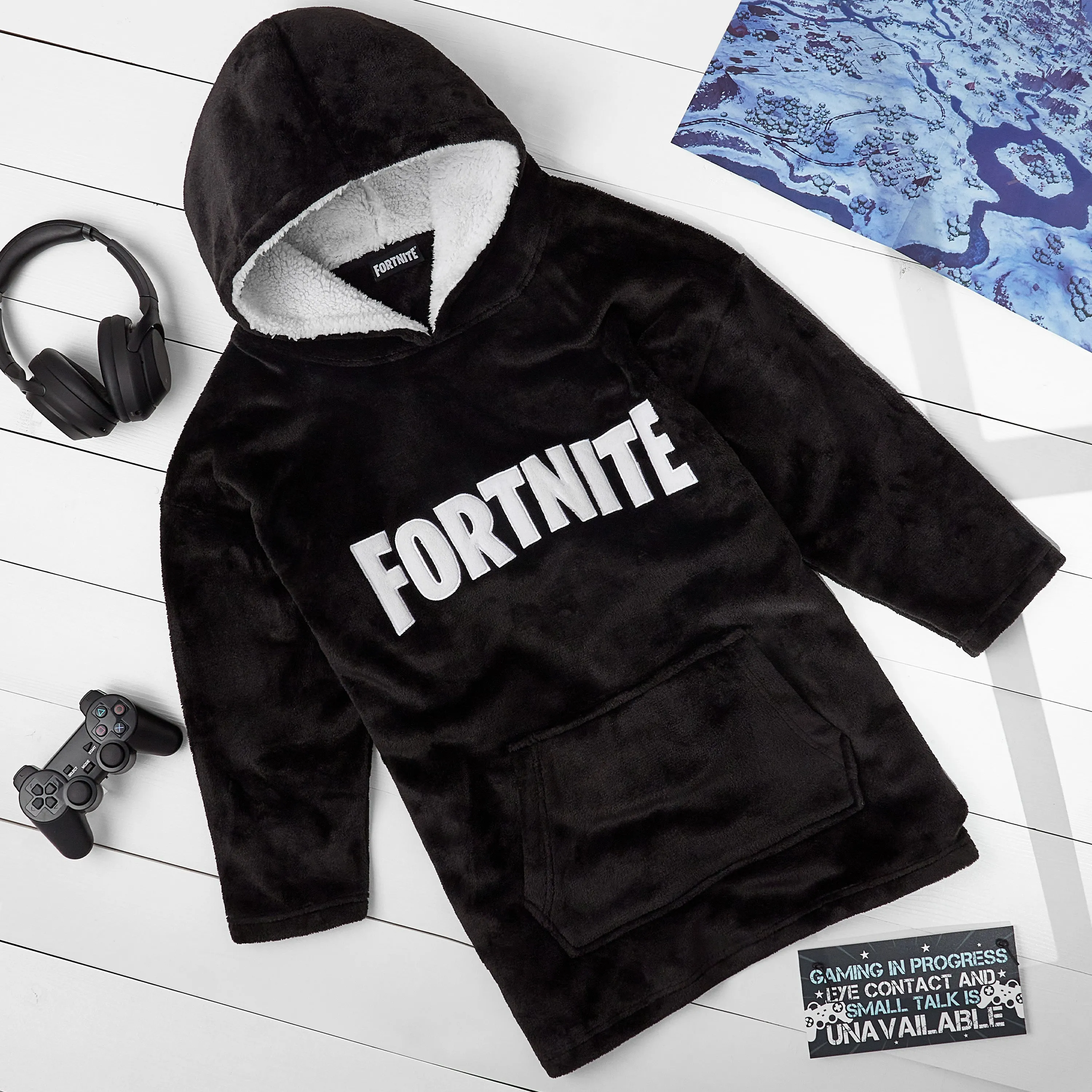 Fortnite Oversized Hoodie Blankets for Boys Fleece Extra Long Warm Wearable Hooded Poncho for Kids and Teens 14 , Gamers Gifts