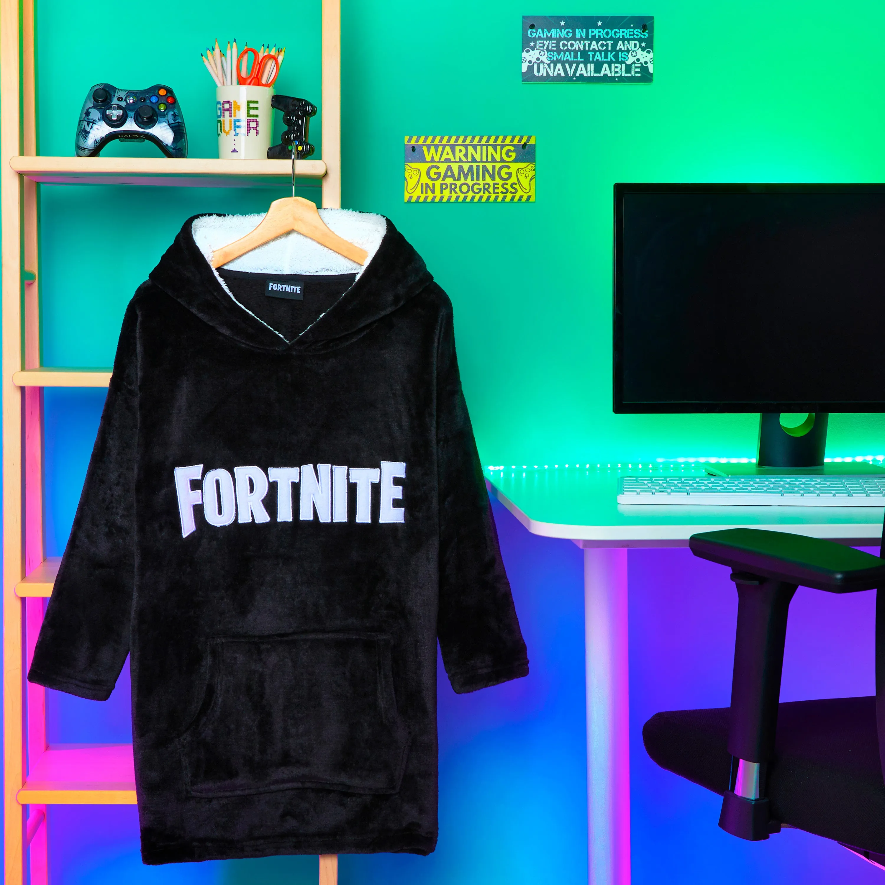 Fortnite Oversized Hoodie Blankets for Boys Fleece Extra Long Warm Wearable Hooded Poncho for Kids and Teens 14 , Gamers Gifts