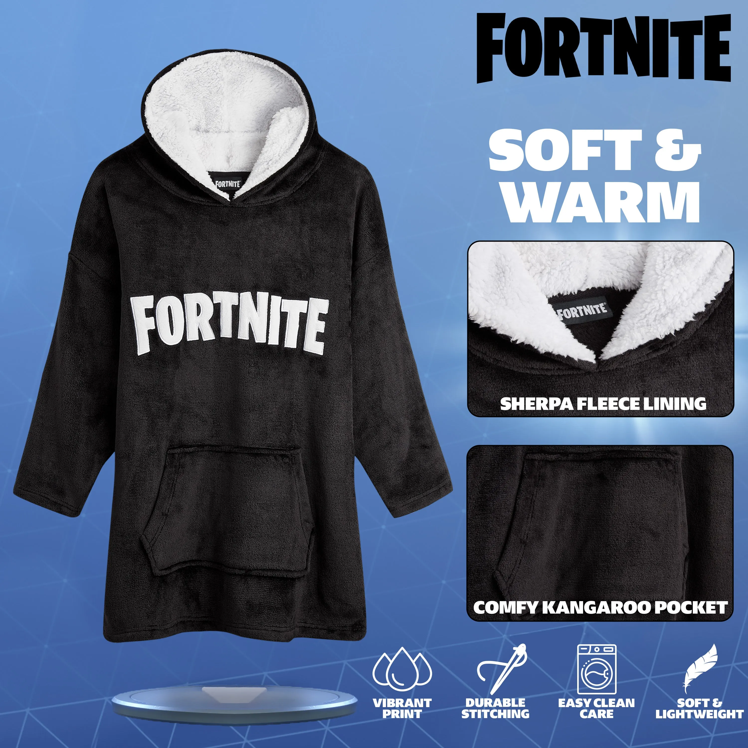 Fortnite Oversized Hoodie Blankets for Boys Fleece Extra Long Warm Wearable Hooded Poncho for Kids and Teens 14 , Gamers Gifts