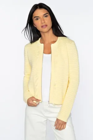 Fringe Trim Zip Cardigan