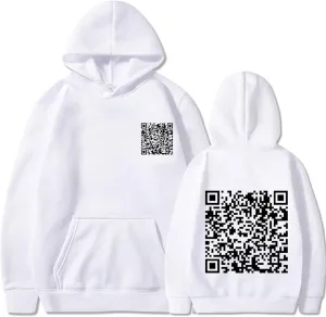Funny Sweatshirt Hoodies For Women Funny Sweatshirt Oversized Hoodie Women Pullover Sweater Women Black Hoodie Men Oversized Womens Sweatshirt Hoodies For Women Fu Qr Code White Xl