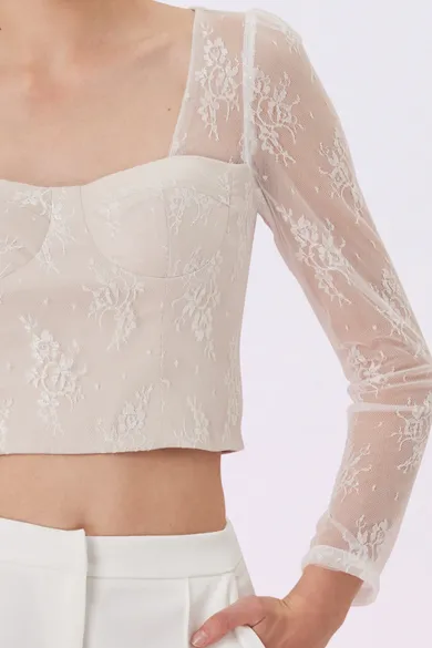 Genette Cream Flower Lace Top
