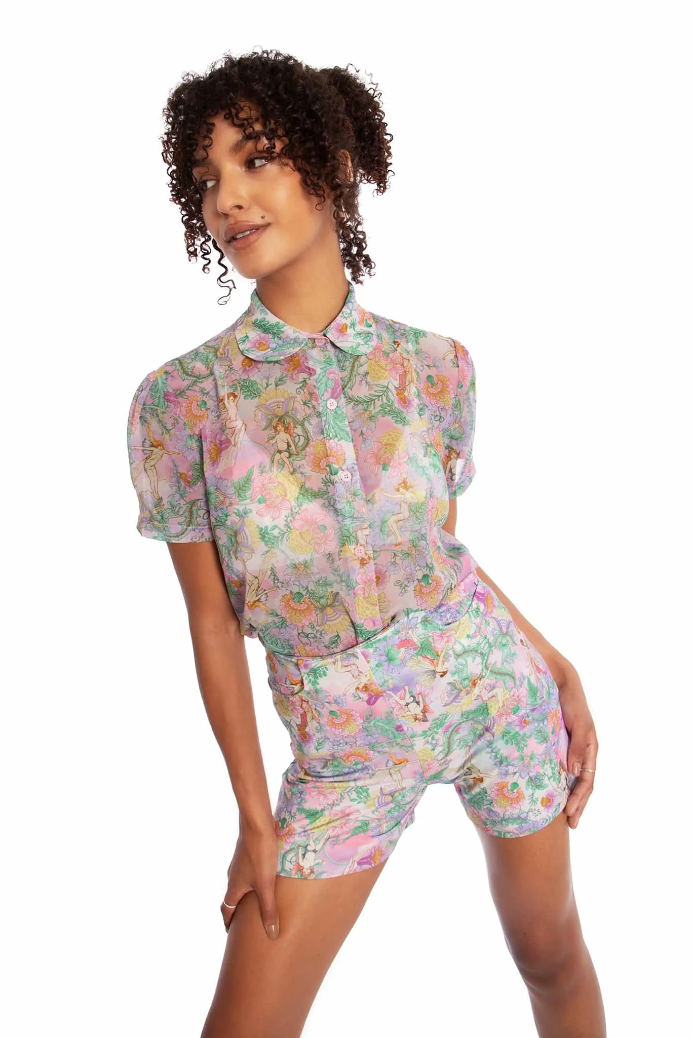 Goble Fairies Puff Sleeve Cute As A Button Shirt