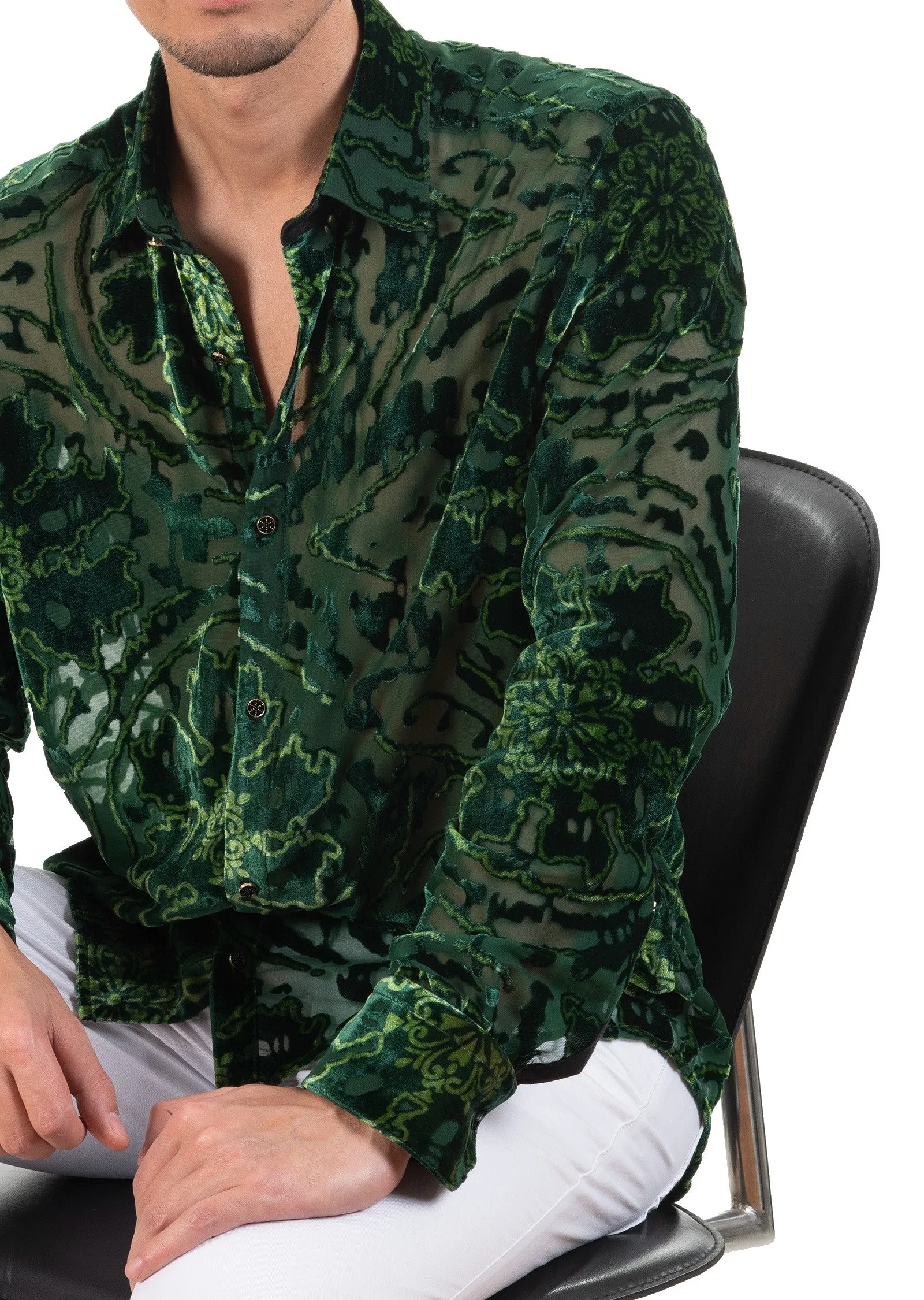 Green Heritage Ornament Velvet Shirt