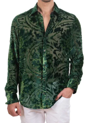 Green Heritage Ornament Velvet Shirt