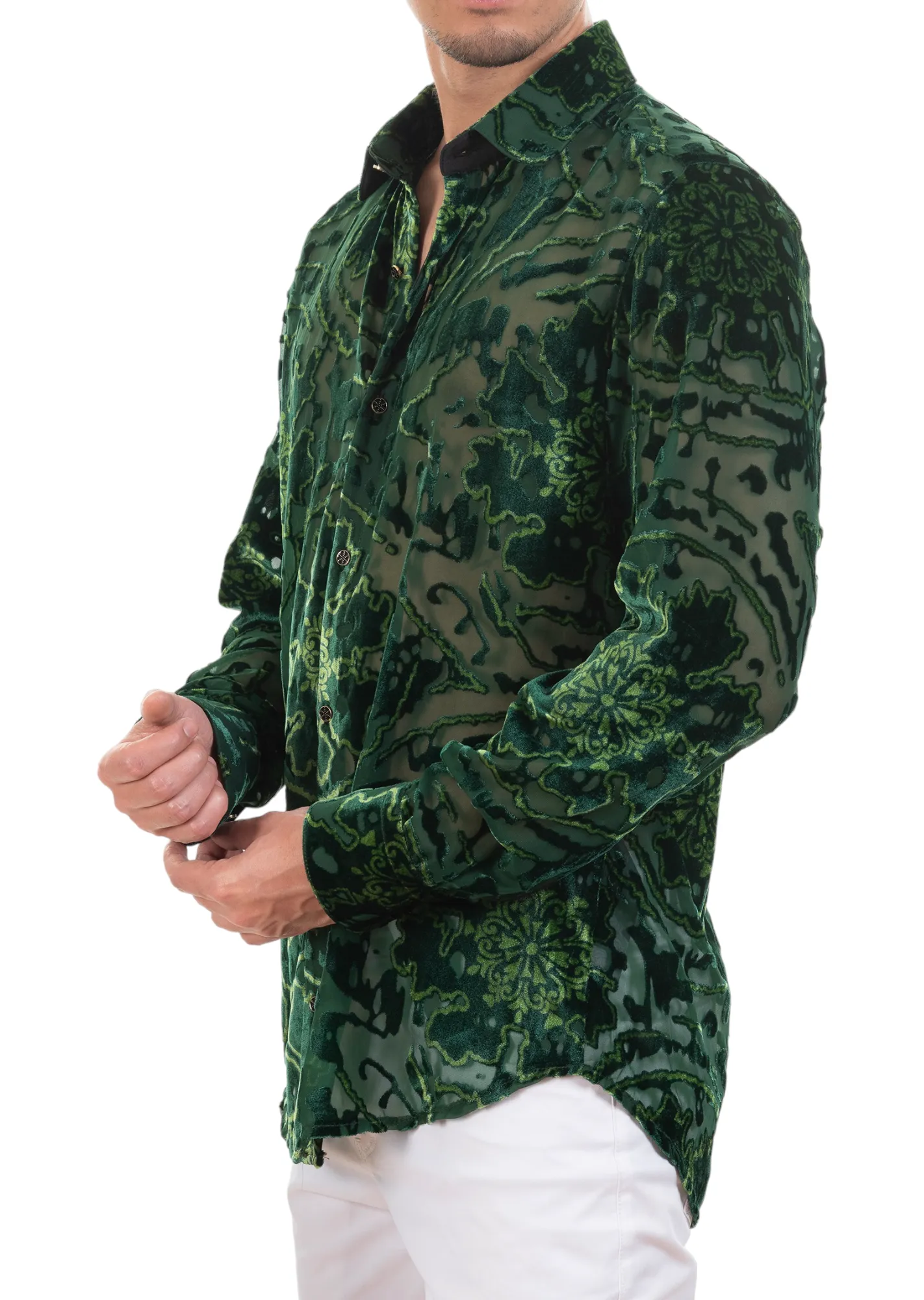 Green Heritage Ornament Velvet Shirt