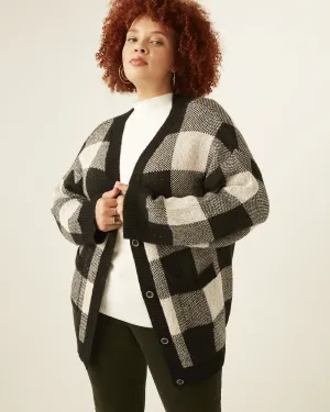 Gregoria Buffalo Check Sweater Cardigan | Black / White