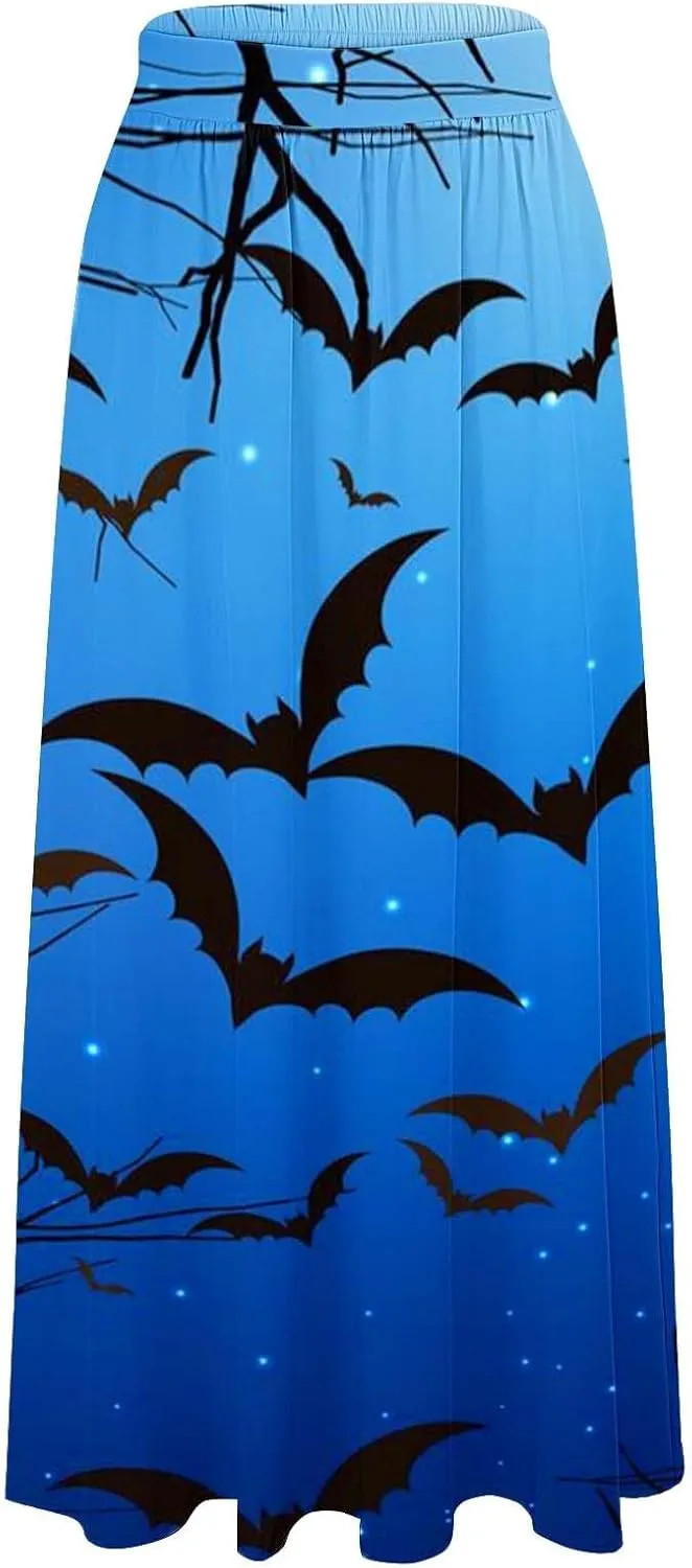 Halloween Skirts Skirt High Waist Party Beach Pocket Long Maxi Skirt Puffy Skirt Women Black Tutu Skirt Halloween