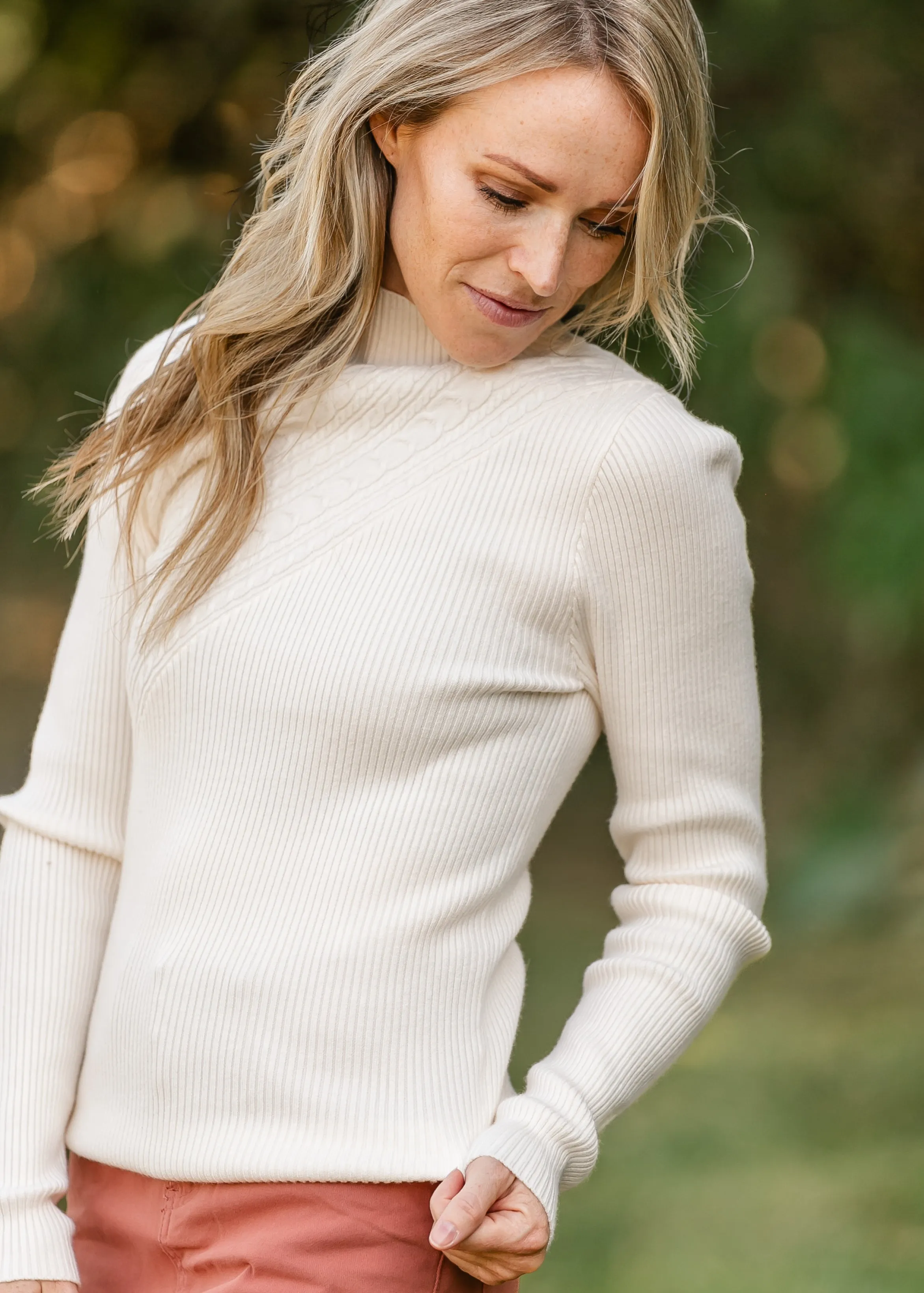 Harlow Mockneck Long Sleeve Multi Knit Top