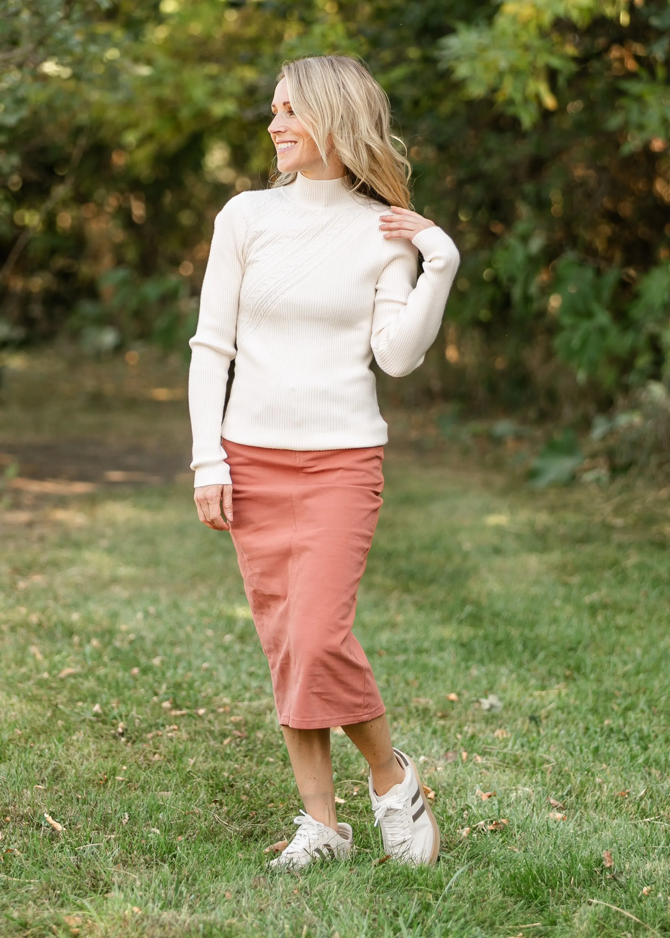 Harlow Mockneck Long Sleeve Multi Knit Top