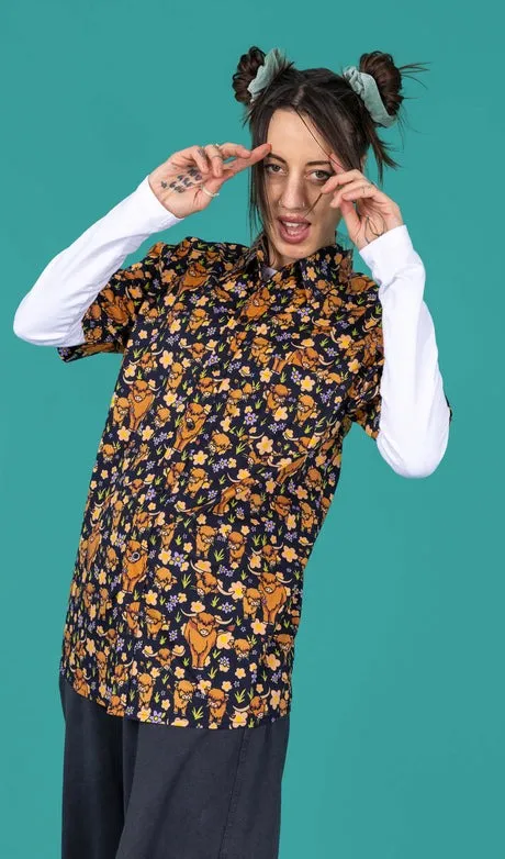 Highland Cow Print Shirt by Run and Fly