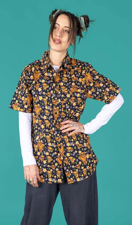 Highland Cow Print Shirt by Run and Fly