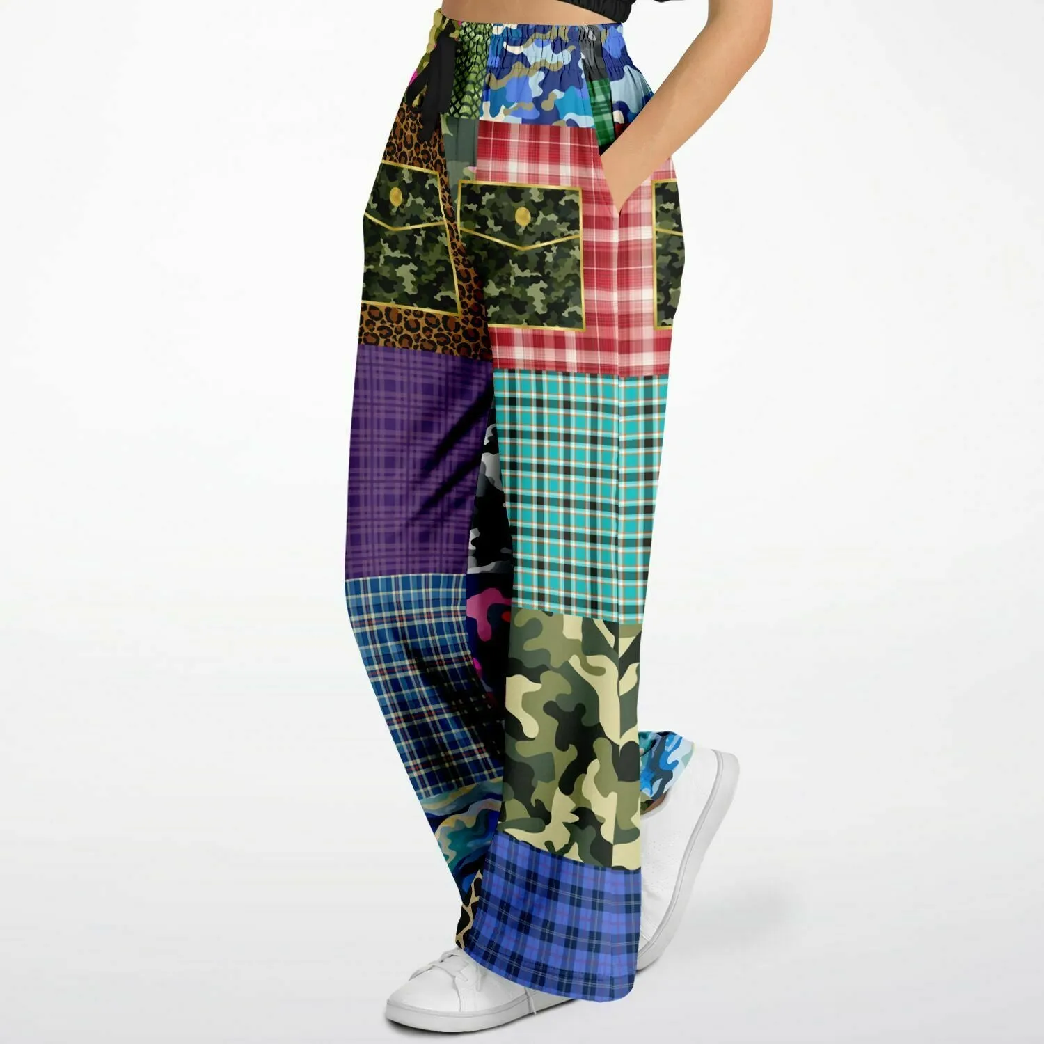 Hodgepodge Camo Plaid Animal Print Eco-Poly Wide Leg Pants
