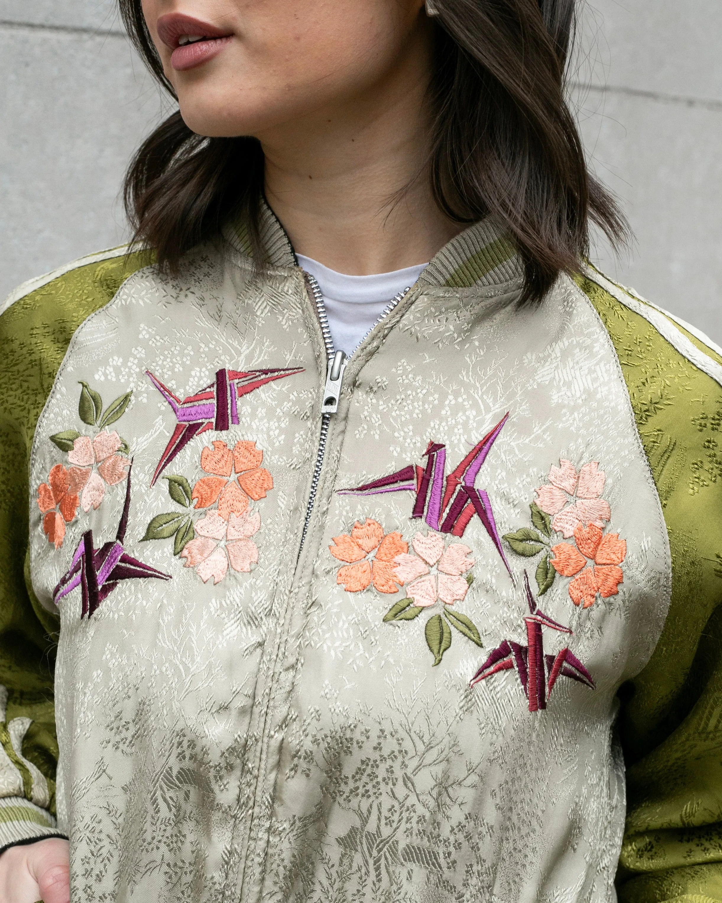 Japanese Repro Souvenir Jacket, Reversible, Black, Woman and Fish - S