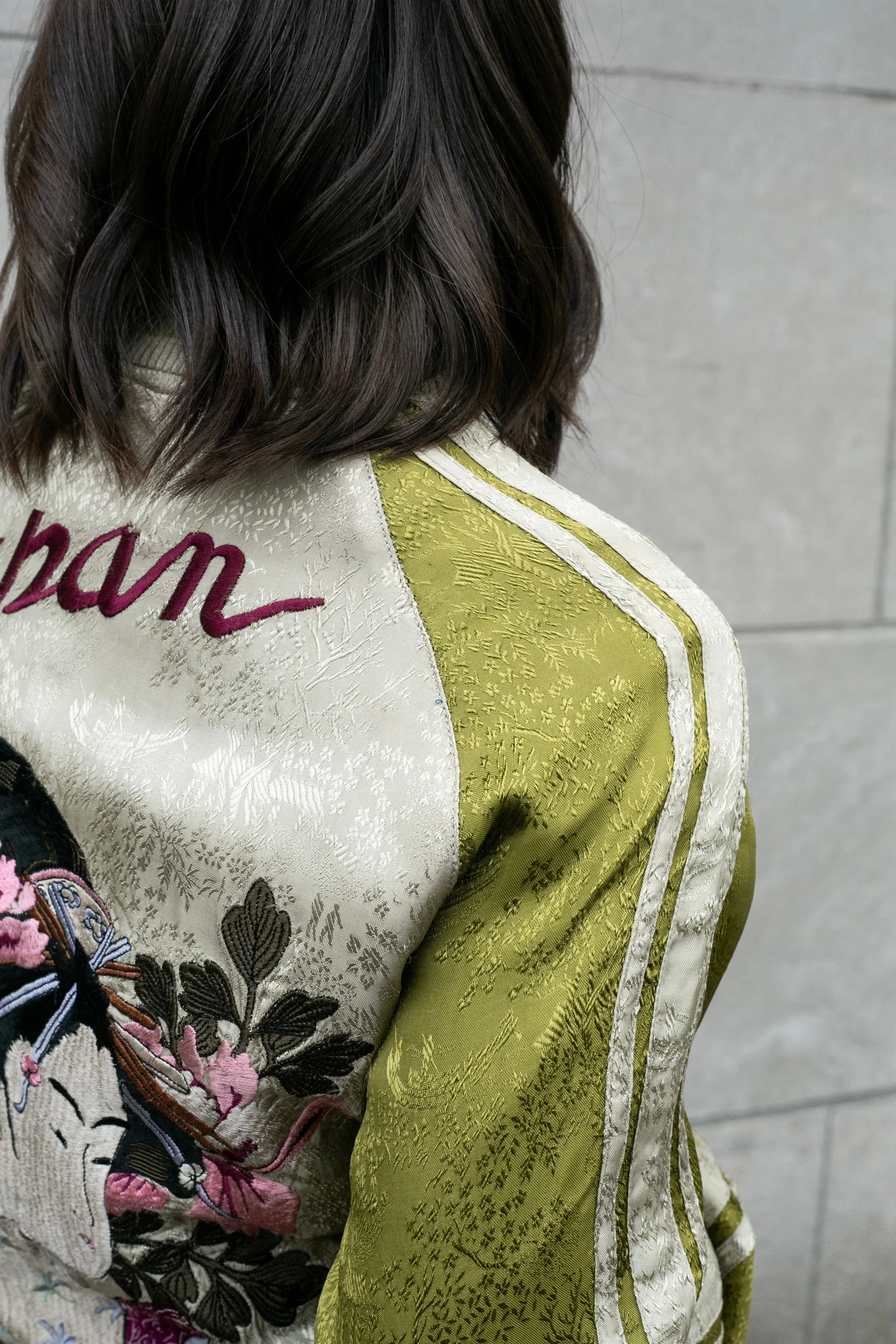 Japanese Repro Souvenir Jacket, Reversible, Black, Woman and Fish - S