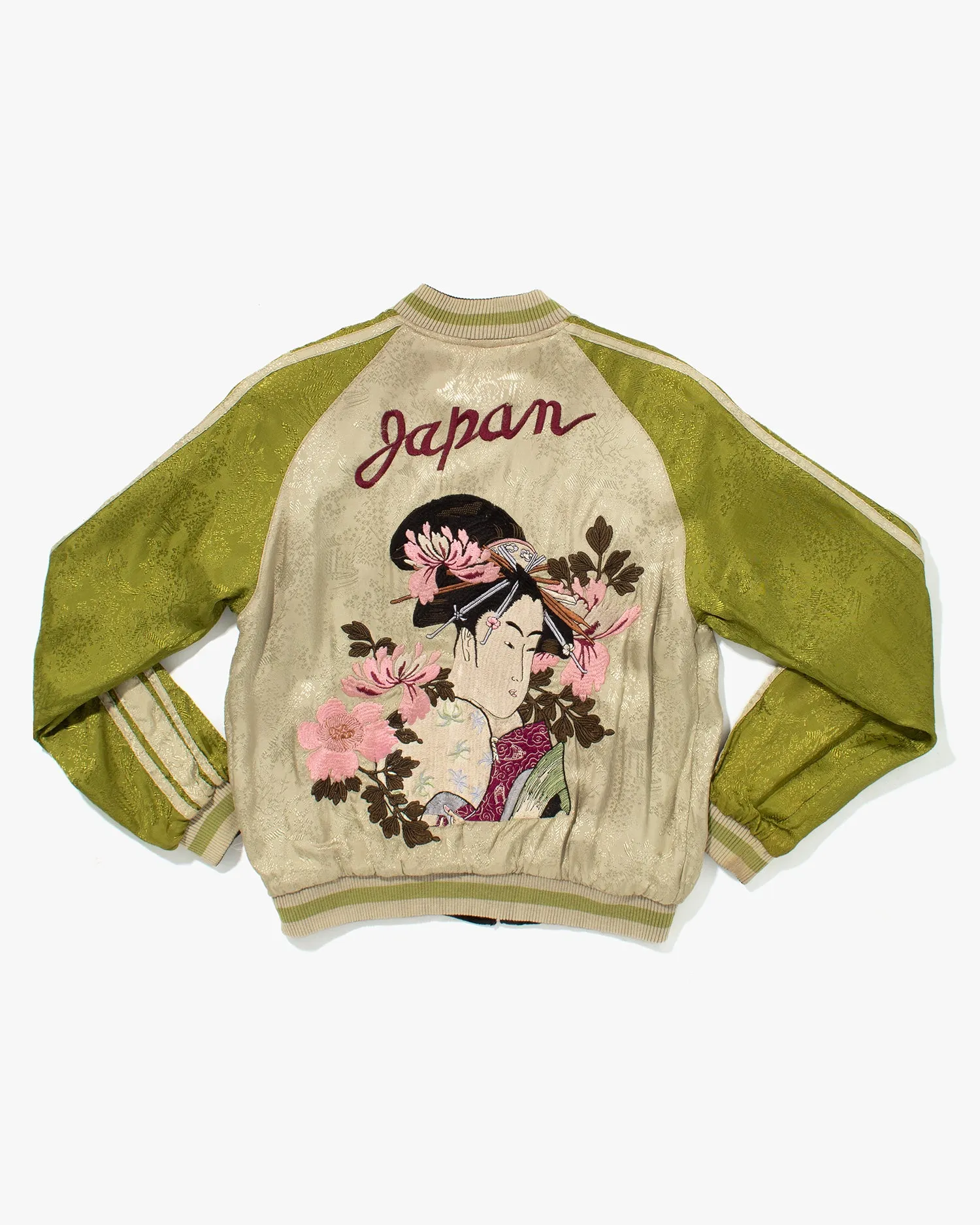 Japanese Repro Souvenir Jacket, Reversible, Black, Woman and Fish - S