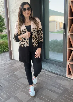 Juliette Cream Leopard Panel Cardigan