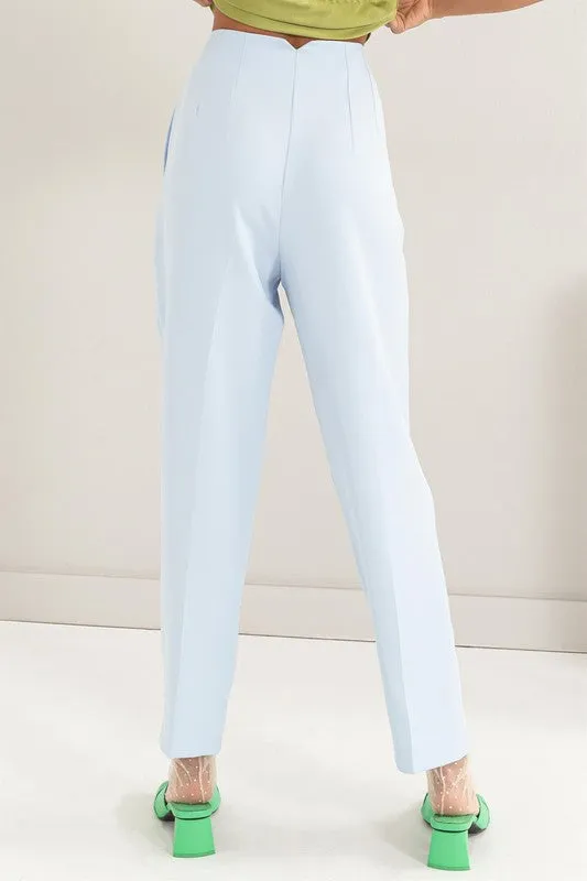 L.Blue Straight Leg Cropped Pants