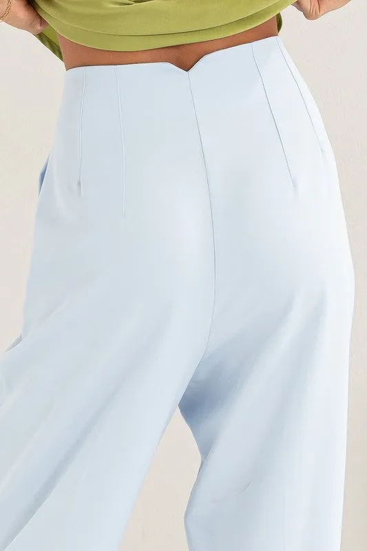 L.Blue Straight Leg Cropped Pants