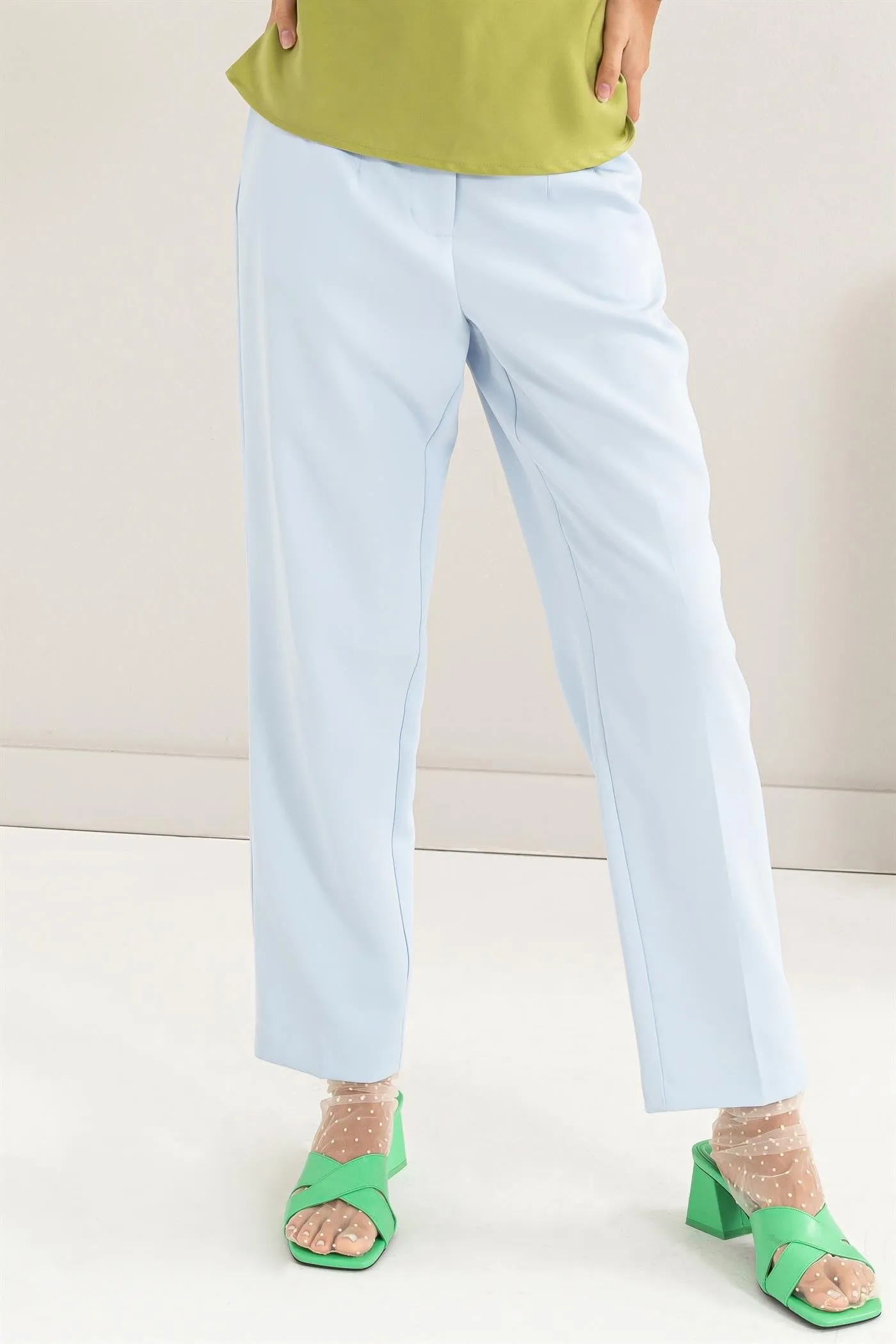 L.Blue Straight Leg Cropped Pants