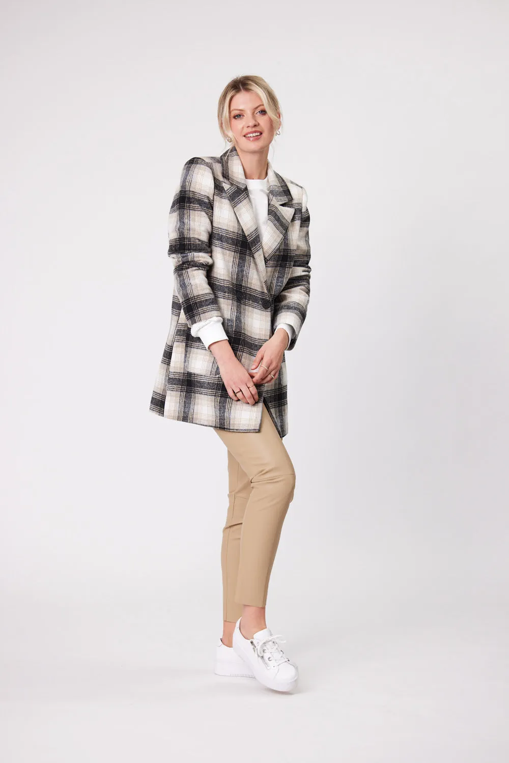 Lemon Tree - Jenny Coat LTD146 - Neutral Tartan