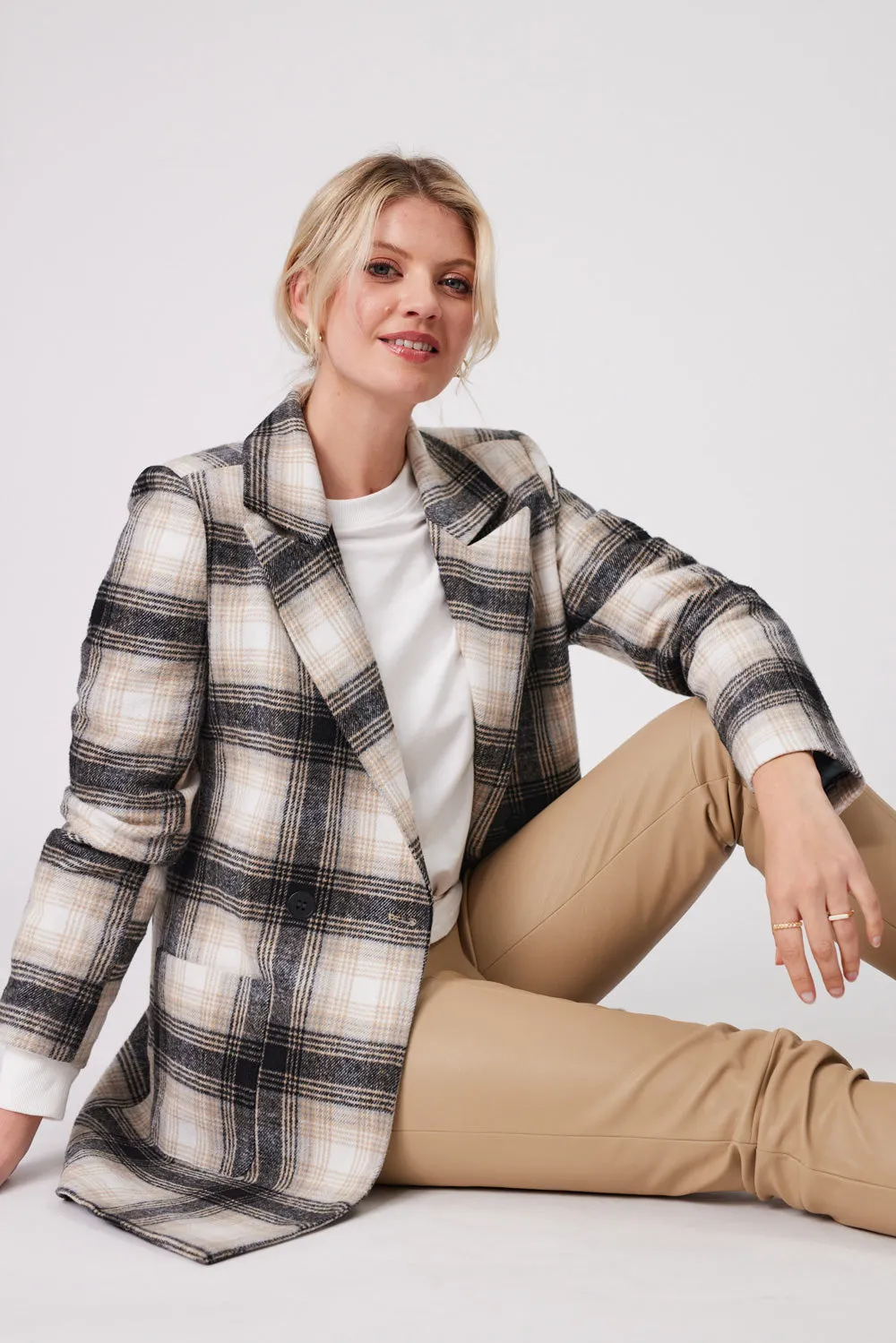 Lemon Tree - Jenny Coat LTD146 - Neutral Tartan