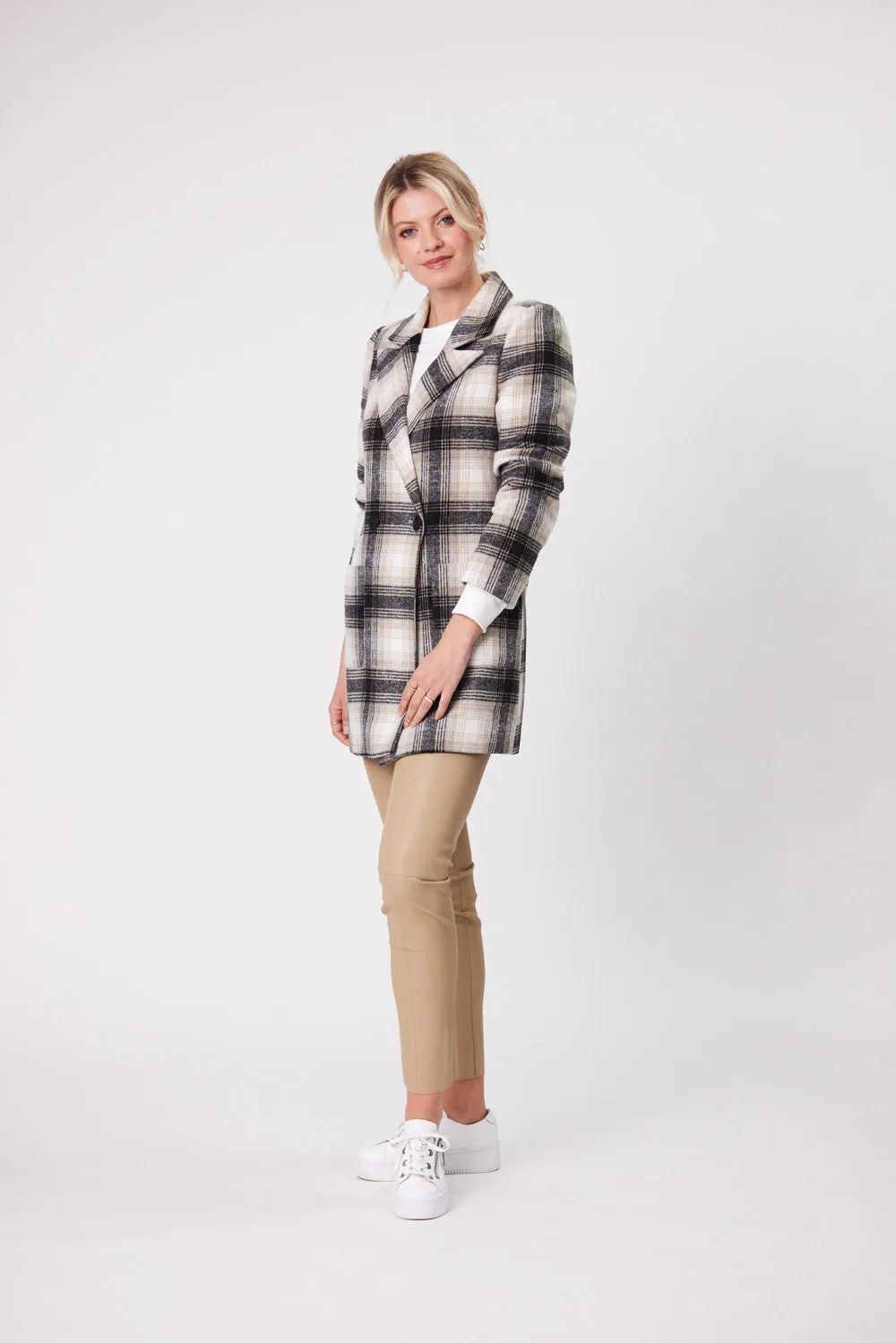Lemon Tree - Jenny Coat LTD146 - Neutral Tartan