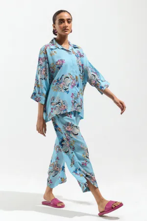 LIGHT BLUE FLORAL PRINTED CO-ORD SET