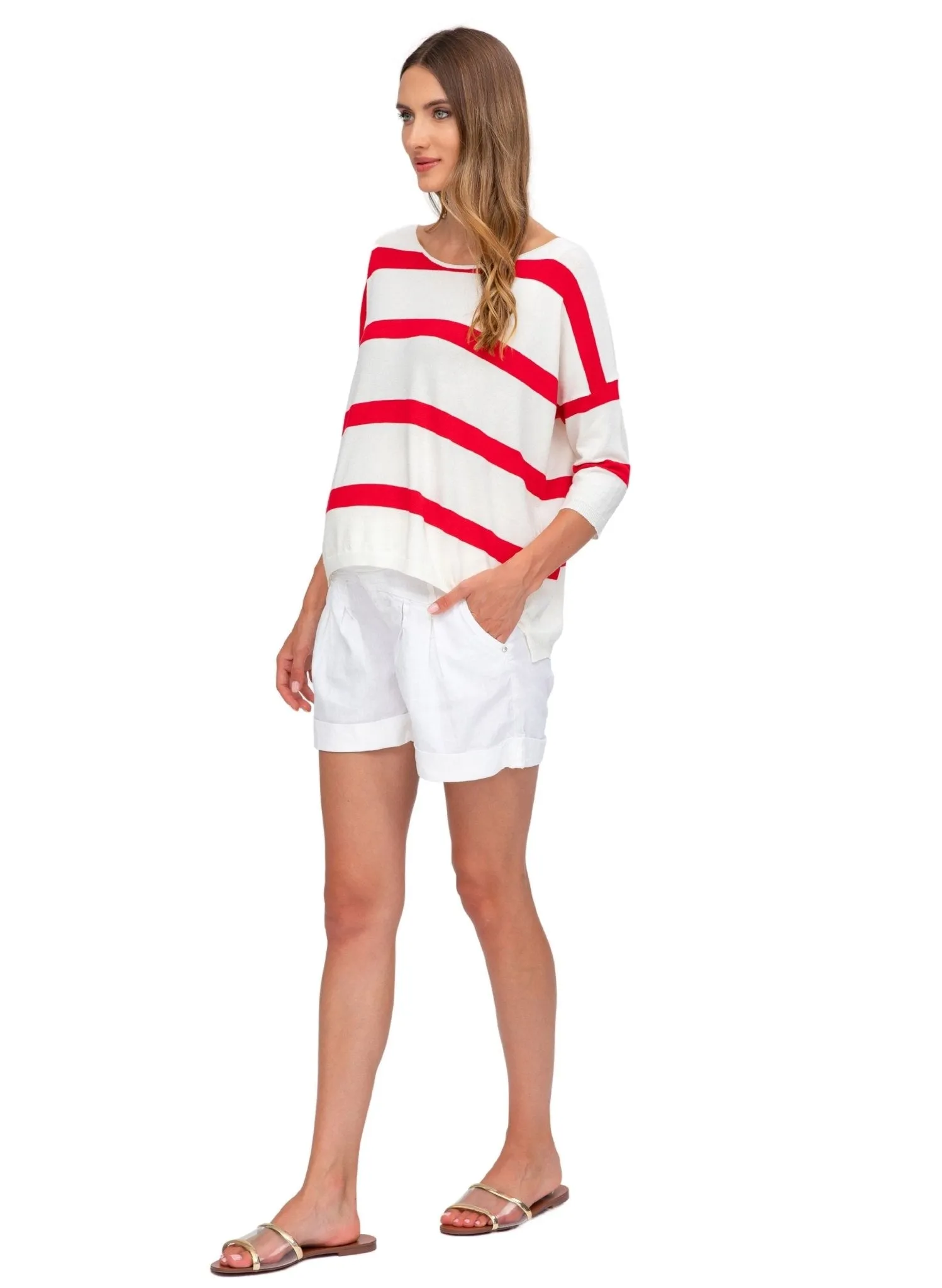 Linen Mini Maternity Shorts - White