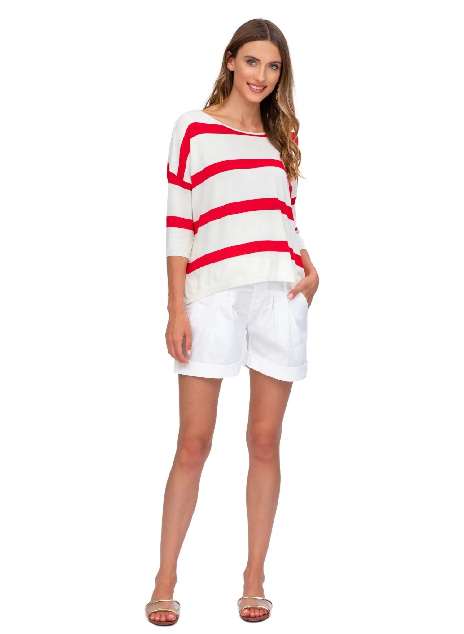 Linen Mini Maternity Shorts - White