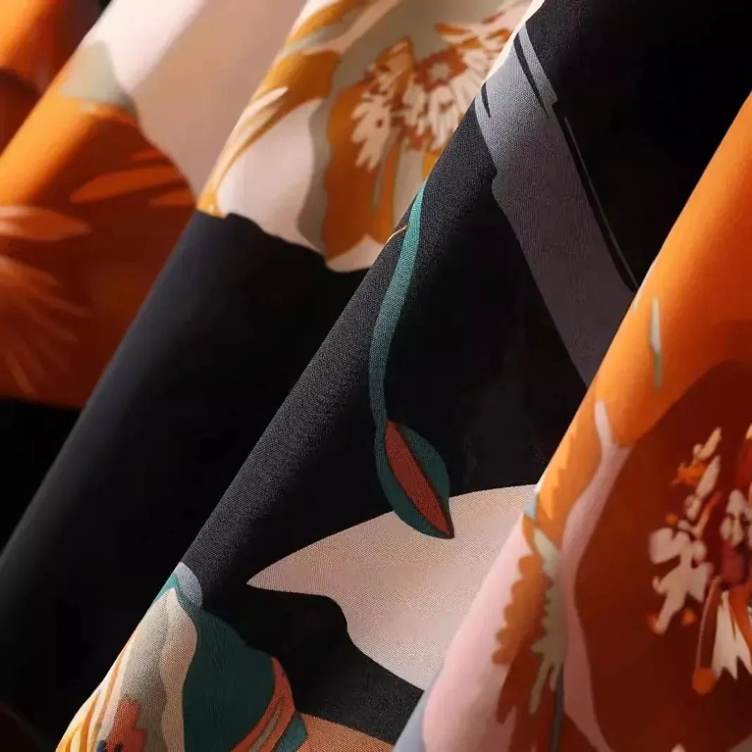 LVSANW Elastic Waistprinting Long Skirt 2025 New Spring Summer Micro-translucent Versatile Commuting A- line Umbrella Skirt