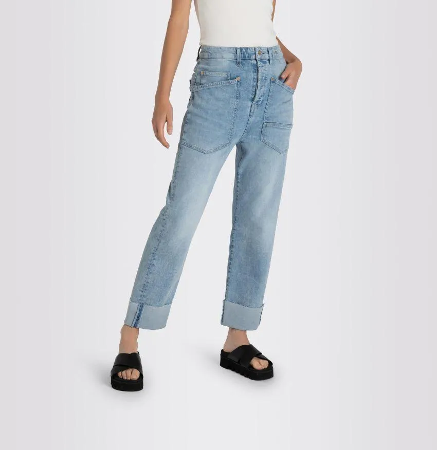 MAC - Baggy Straight Jean - Light Blue Net Washed