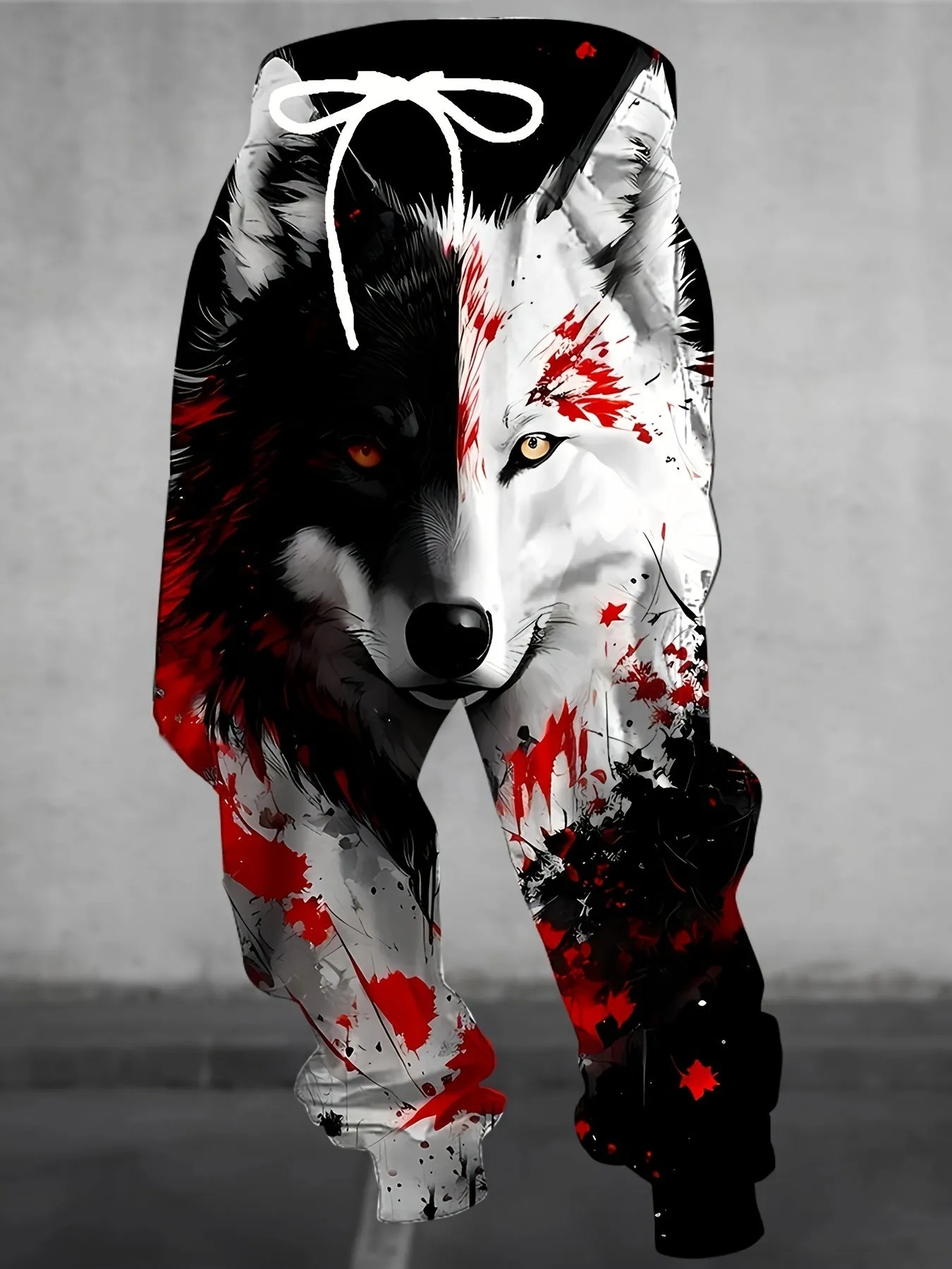 Men's 3D Wolf Print Casual Joggers - 100% Polyester Knit Fabric, Regular Fit, All Over Graphic Design, Slight Stretch - For Men - Suitable for Casual Wear, Sports & Loungewear - Great Gift for Fashionable Guys