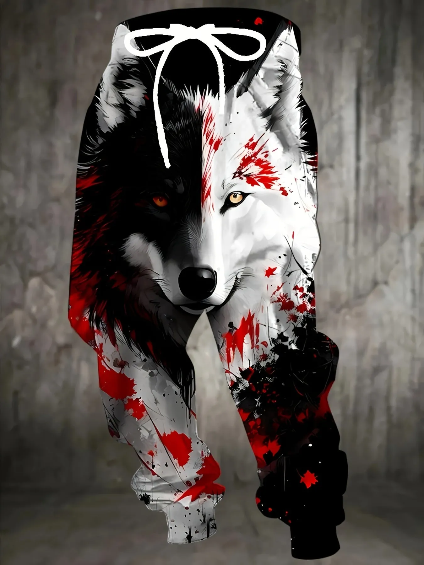 Men's 3D Wolf Print Casual Joggers - 100% Polyester Knit Fabric, Regular Fit, All Over Graphic Design, Slight Stretch - For Men - Suitable for Casual Wear, Sports & Loungewear - Great Gift for Fashionable Guys