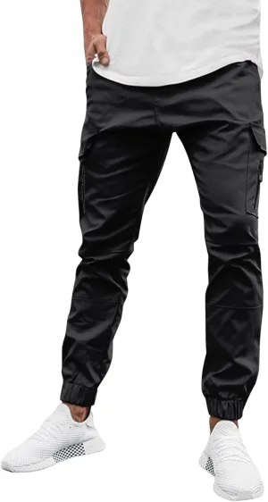 Mens Cargo Pants Relaxed Fit Pockets Trousers for Running Training Mens Joggers Sweatpants Slim Fit Tapered Athletic