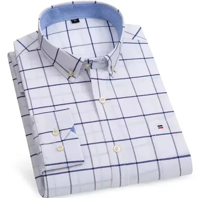 Men's Checked Long Sleeve Shirt with Chest Pocket | Ideal for All Seasons