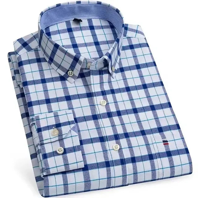 Men's Checked Long Sleeve Shirt with Chest Pocket | Ideal for All Seasons