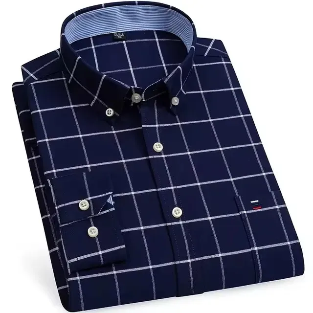 Men's Checked Long Sleeve Shirt with Chest Pocket | Ideal for All Seasons