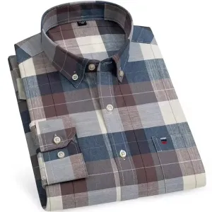 Men's Checked Long Sleeve Shirt with Chest Pocket | Ideal for All Seasons