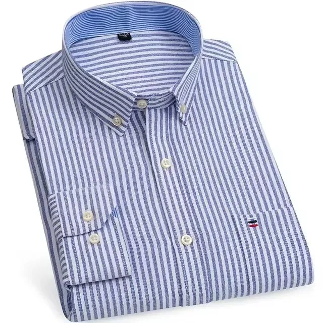 Men's Checked Long Sleeve Shirt with Chest Pocket | Ideal for All Seasons