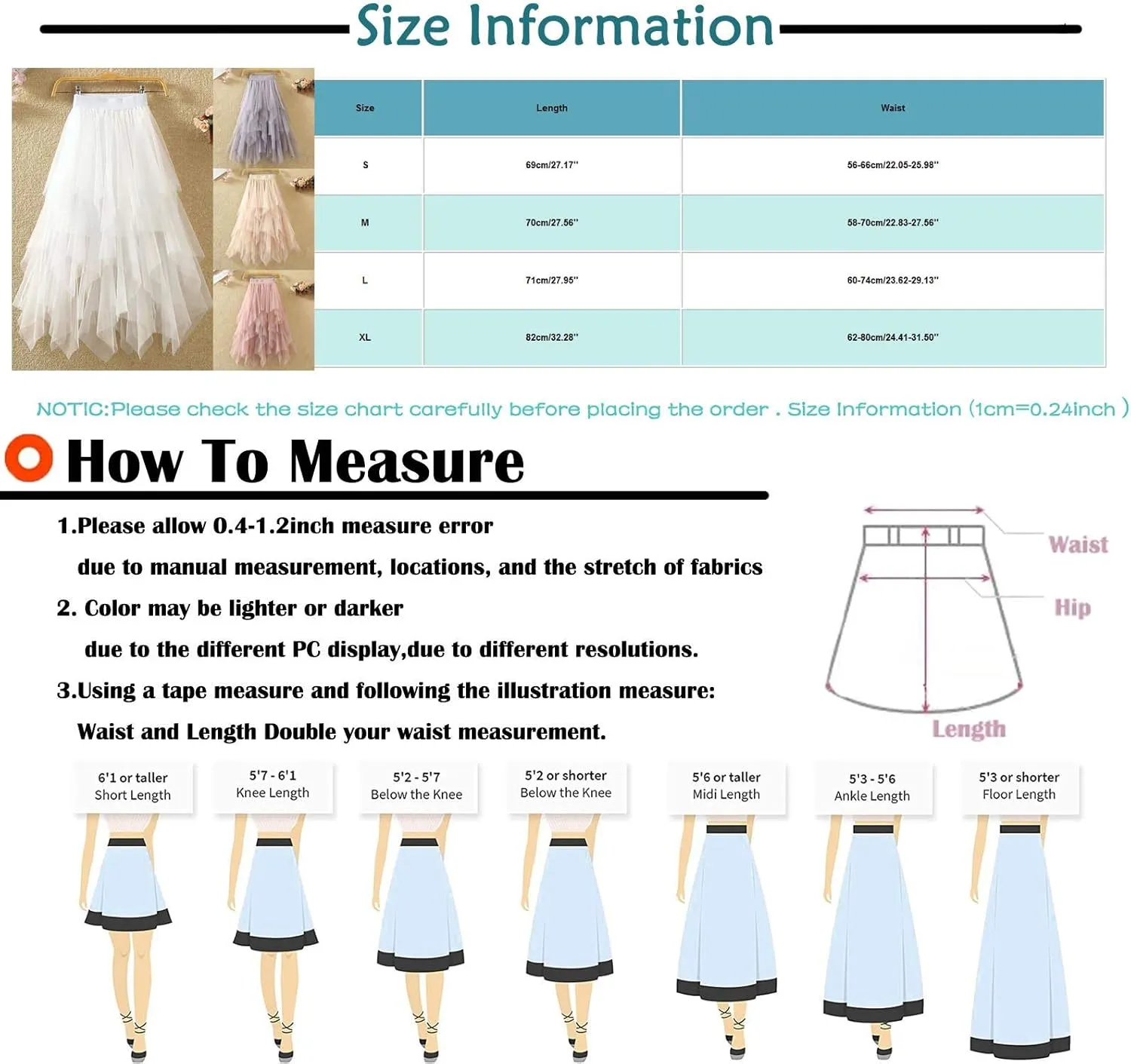 Midi Skirts for Women Swing Pleated Floral Printed Women Overlay Waist A-LineTulle Elastic Big Mid Length Skirts