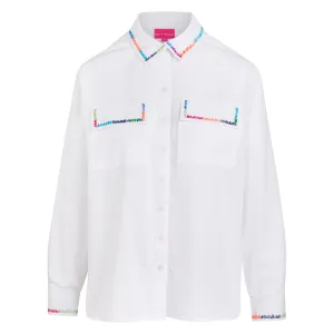 Rainbow Hand Embroidery White Shirt